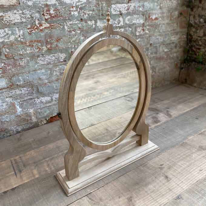 wooden swivel mirror