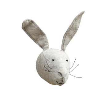 Grey Hare Felt Animal Head