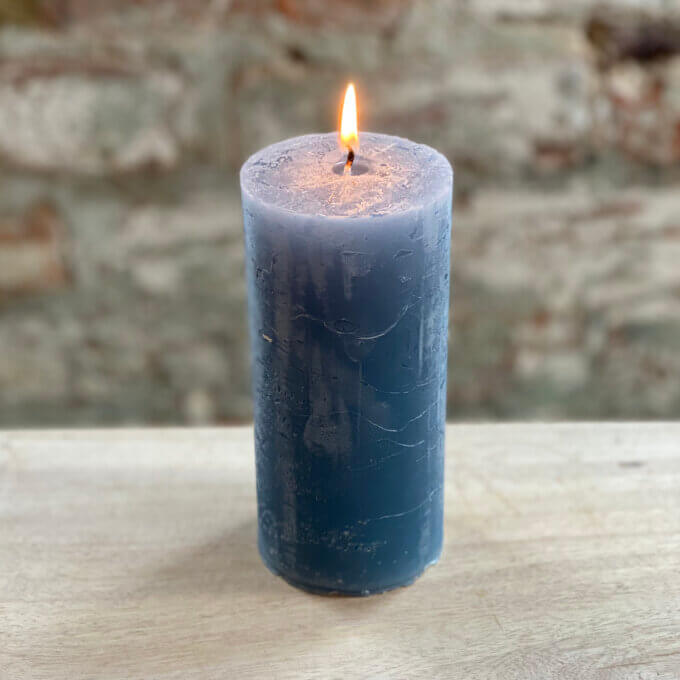 Dusty Blue Pillar Candle