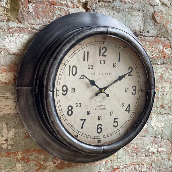 wall clock aged metal